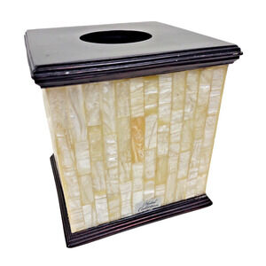 Vintage Capiz Tiled Mother Of Pearl Tissue Cover Hotel Collection 6" Sqr Vanity